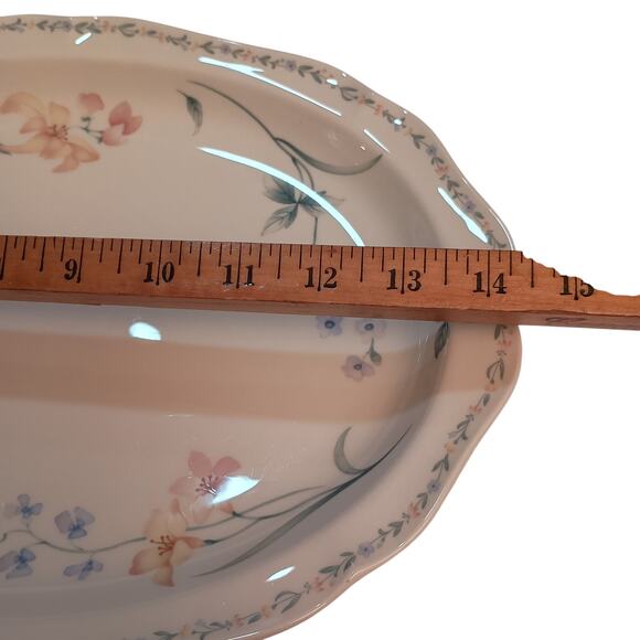 Noritake Gala Cuisine AMERICAN FLOWERS Pattern 14" Oval Serving Platter Japan - Picture 2 of 8